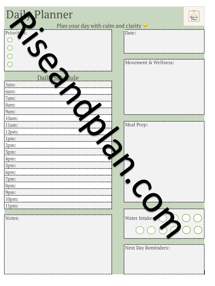 Rise & Plan Core Collection- Printable Planner Bundle (Daily, Weekly, & Monthly Layouts)