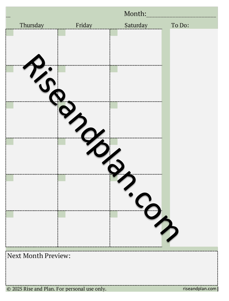 Monthly Calendar- 2 Pages