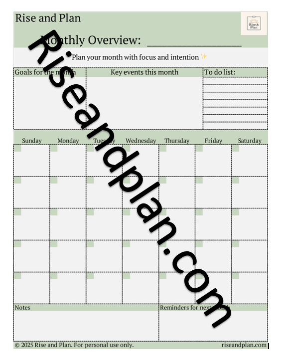 Rise & Plan Core Collection- Printable Planner Bundle (Daily, Weekly, & Monthly Layouts)