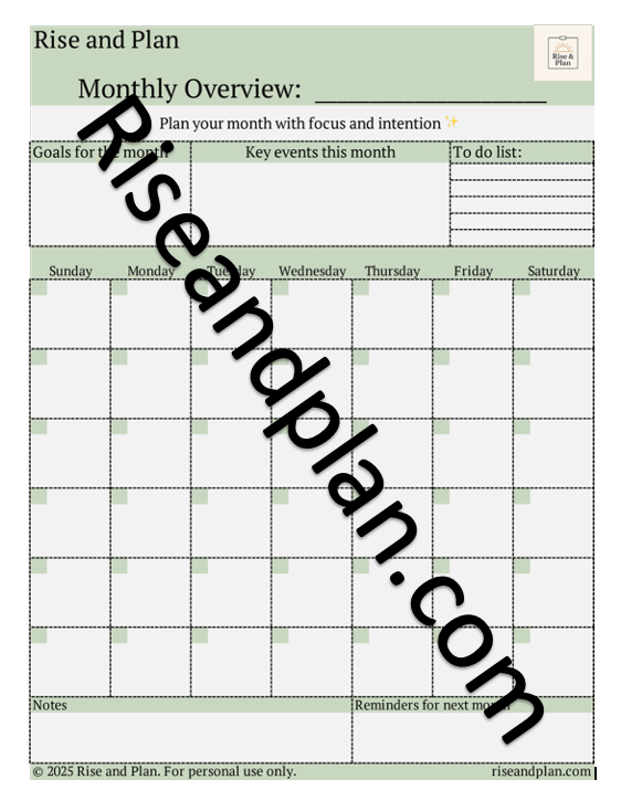 Rise & Plan Core Collection- Printable Planner Bundle (Daily, Weekly, & Monthly Layouts)