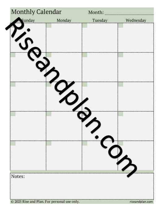 Monthly Calendar- 2 Pages